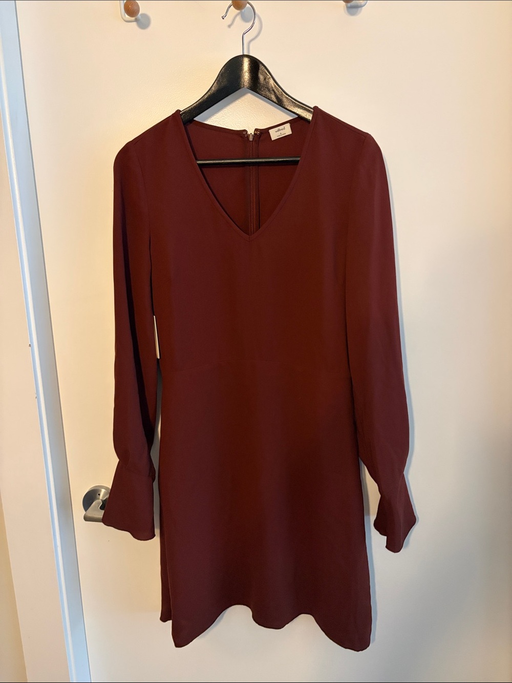 Wilfred V-Neck Long Sleeve Burgundy Dress